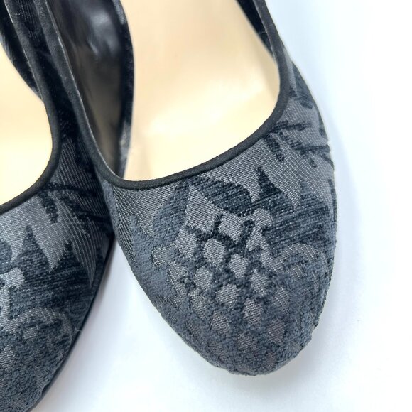 Nine West Womens Size 7.5 Black Tapestry Block Heels Pumps Shoes - Picture 5 of 13